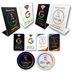 NFC 215 프로그래밍 가능한 Google 리뷰 아크릴 스티커 카드 NFC 스테이션 테이블 13.56Mhz 방수 NFC 스탠드 Google 리뷰 카드