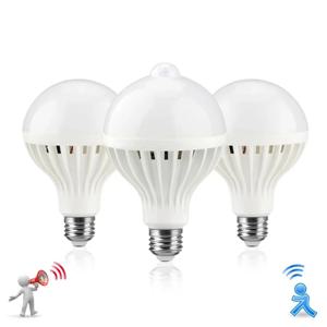 모션 센서 조명이 있는 스마트 LED 적외선 바디 램프, LED 전구, 사운드 및 라이트, 220V, 3W, 5W, 7W, 9W, 12W, E27