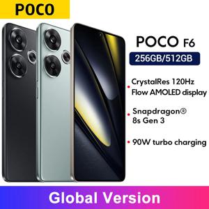 POCO F6 5G 스마트폰 글로벌 버전, 90W 터보 충전, 스냅드래곤 8s Gen 3 NFC, 5000mAh, 6.67 인치 120Hz 플로우 아몰레드 도트 디스플레이