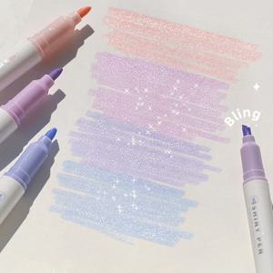 4pcs 반짝이 색상 반짝 이는 펜 세트 블링 스파클링 형광펜 마커 4mm 브러시 그리기 그림 미술 학교 금속 반짝이