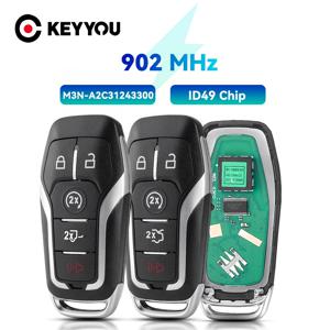 KEYYOU 스마트 자동차 원격 키, 포드 퓨전 익스플로러 엣지 머스탱 2013 2014 2015 2016 2017 M3N-A2C31243300 ID49 칩용, 902Mhz