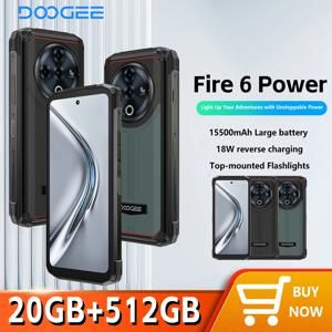 DOOGEE Fire 6 파워 러기드 스마트폰, 6.56 인치 IPS 스크린, 15500mAh 배터리, Unisoc T606, 8GB + 256GB, 50MP 카메라, 안드로이드 14 NFC