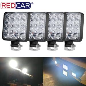 48W 16 Led 12V 24V LED 라이트 바 작업 조명, 자동차 트랙터 보트 트럭 4x4 4WD SUV ATV 오프로드 자동차 SUV ATV Barra LED 헤드 라이트