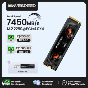 MOVESPEED 내장 솔리드 스테이트 하드 디스크, 7450 MB/s SSD NVMe M.2 2280 4TB 2TB 1TB, M2 PCIe 4.0x4 2280 SSD 드라이브, PS5 노트북 PC용