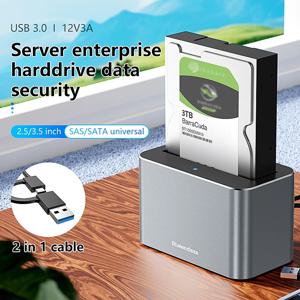 Blueendless 2.5 3.5 인치 SAS SATA 하드 디스크 외장 케이스, Sata to USB 3.0 HDD 도킹 스테이션, HDD 캐디, Sata HDD 케이스, HDD 박스