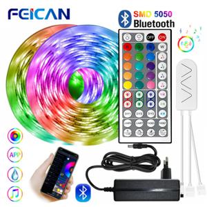 스마트 블루투스 RGB LED 스트립 조명, 유연한 테이프 램프 리모컨, 크리스마스 휴일 장식, 12V, SMD5050, 5M, 10M, 15M, 20M