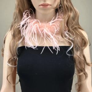여성용 천연 타조 깃털 펜던트 목걸이, 복숭아 퍼즈 초커, 럭셔리 아름다운 연회, 파티용 패션 초커, 2024