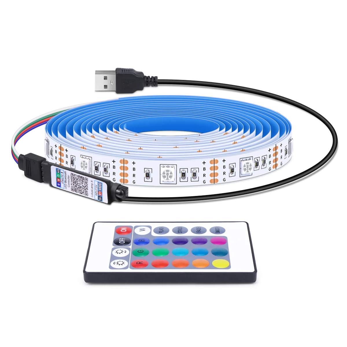 고휘도 RGB USB LED 조명 5050 다이오드 테이프, 무선 블루투스 앱 제어 LED 스트립, 침실 주방 TV 장식, 30LED/M