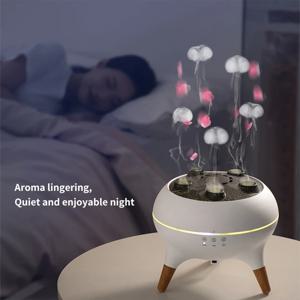 다채로운 그라데이션 앰비언트 나이트 라이트, 2 단 속도 타임 키네틱 해파리 가습기, 대용량 물 탱크 아로마 디퓨저