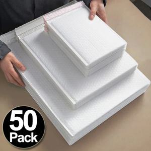 10-50Pcs 버블 봉투 흰색 폼 배송 가방 폴리 버블 메일러 패드 셀프 인감 포장 가방 11cm 15cm 23cm 도매