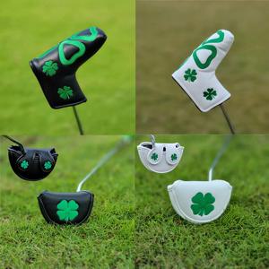 1pcs Manget 골프 퍼터 커버 PU 가죽 블레이드 말렛 골프 미드 말렛 퍼터 클럽 헤드 커버 네 잎과 해골 스타 패턴