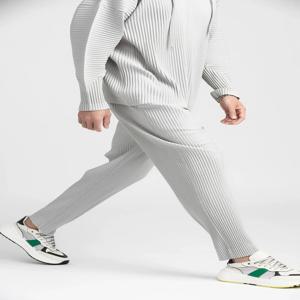 Miyake Pleated Pants 남성용 캐주얼 바지 남성 일본 streetwear 남성 패션 일본식 바지 헐렁한 바지 와일드 바지