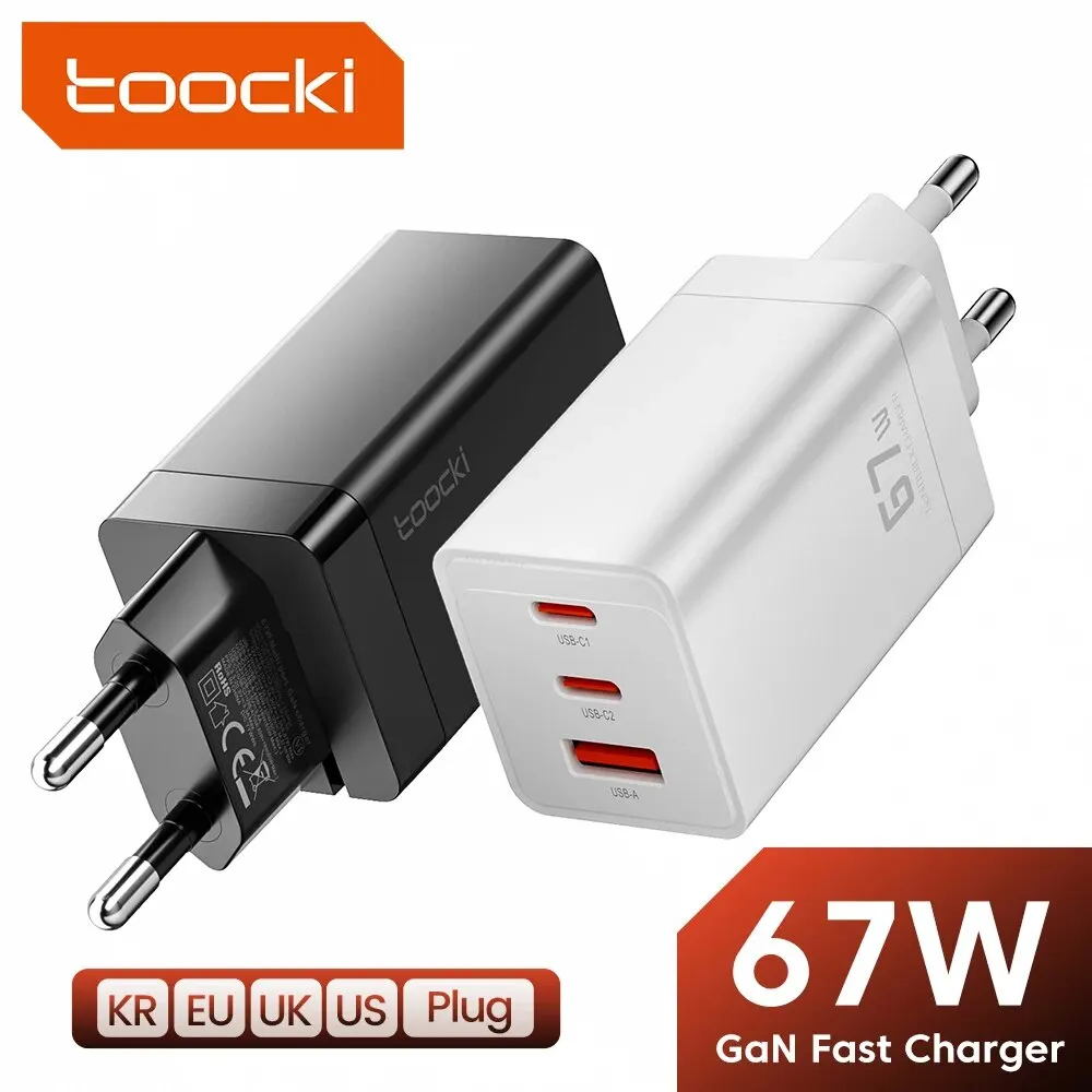 Toocki GaN USB C 충전기, 아이폰 16, 15, 14, 13 프로, 삼성, 샤오미, 화웨이, 맥북용 고속 충전기, QC4.0, 65W, PD 3.0, 67W