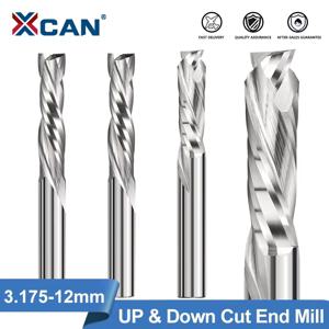 XCAN 밀링 커터 3.175-12mm 생크 업 다운 컷 2 플루트 압축 커터 목재 CNC 라우터 용 밀링 도구 CNC 비트 엔드 밀