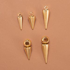 10PCS 레트로 콘 매력 펜던트 여성을위한 페이드 스테인레스 스틸 스파이크 비즈 펜던트 남자 보석 후프 귀걸이 결과 만들기