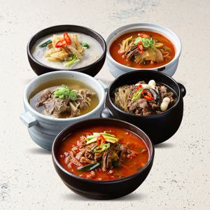 국물의한수 5종 1팩씩 맛보기 세트 (500g x 5) (갈비탕, 육개장, 뚝불, 황태해장국, 우거지해장국)