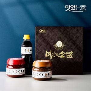 순창문옥례식품 전통장류 선물세트 실속형 3호고추장500g+된장500g+간장500ml