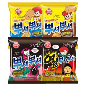 뿌셔뿌셔 라면스낵 4종 불고기맛 3개 + 바베큐맛 3개 + 열뿌셔뿌셔 3봉 + 버터구이오징어맛 3봉