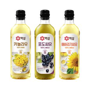 백설 조리유 900ml 3종 세트(카놀라유x1+포도씨유x1+해바라기씨유x1)