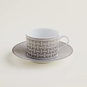 모자이크플래티넘 티컵 & 소서 2P 세트 Hermes Mosaique Platinum Teacup 2P set