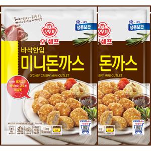 [오뚜기] 오쉐프 바삭한입 미니돈까스(돼지고기 65.76) 1kg x 2봉