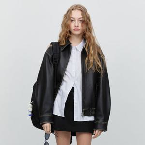 던스트 UNISEX LAMBSKIN LEATHER BLOUSON BRUSHED BLACK_UDJU5A102G3