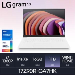 HMC / LG전자 그램17 / 17Z90R-GA7HK (D5 RAM 16GB / NVMe 1TB / WIN11H) / i7-1360P / 화이트 / 350nit