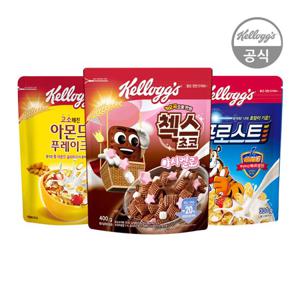 켈로그 콘푸로스트300g+아몬드푸레이크300g+첵스 마시멜로400g