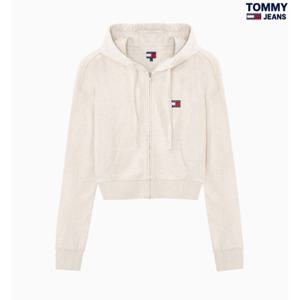 타미진 여성 캐주얼 TOMMY 뱃지 크롭 후드집업 티셔츠