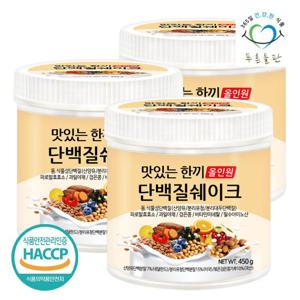 푸른들판  무설탕 맛있는 한끼 단백질 쉐이크 450g 3개 미숫가루맛 식사 대용 프로틴