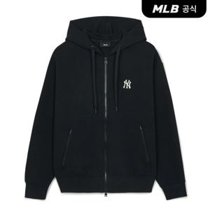 [MLB공식] 베이직 스몰로고 양면지 후드 집업 NY (Black)