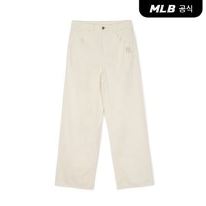 [MLB공식] 여성 베이직 스몰로고 와이드 데님팬츠 NY (D.Cream)