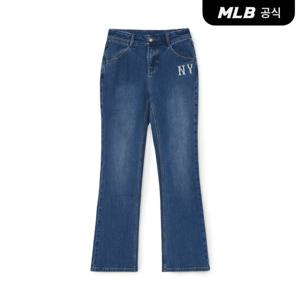 [MLB공식] 여성 베이직 스몰로고 플레어 데님팬츠 NY (Indigo)