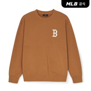 [MLB공식] 모노그램 벨벳엠보 빅럭스 오버핏 맨투맨 BOS (Camel)