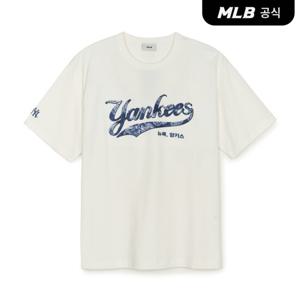 [MLB공식] MLB 서울 컬시브 로고 반팔 티셔츠 NY (Ivory)