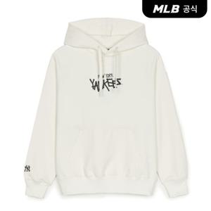 [MLB공식] 베이직 등판 레터 그래픽 오버핏 후드티 NY (Cream)