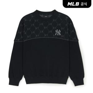 [MLB공식] 다이아 모노그램 자카드 톤톤 배색 맨투맨 NY (Black)