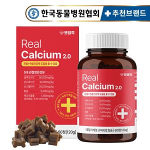 펫생각 리얼 칼슘 강아지 관절 영양제 120g 60정