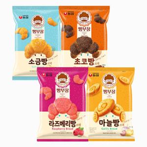 농심 빵부장55g4종소금빵2봉+초코빵2봉+라즈베리빵2봉+마늘빵2봉