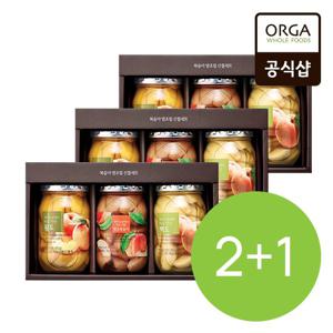 [올가] 3색 복숭아병조림 선물세트 (450gX3EA)X3 / 추석 명절