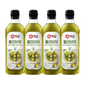 백설 압착올리브유 900ml x4개