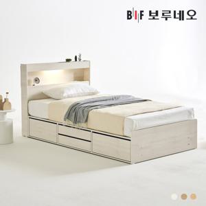 [착불] 보루네오 루나Po LED 4서랍 수납 침대 독립유로탑매트리스 세트 SS