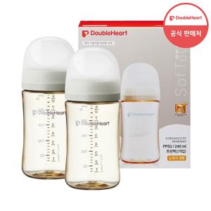 [더블하트] 3세대 240ml 모먼트 트윈팩 (젖병2개 / 노꼭지)