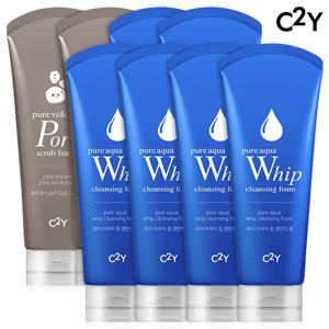 [빠른배송][C2Y] 아쿠아휩 클렌징폼 220ml*6개 +화산송이 클렌징폼 220ml*2개