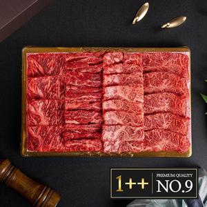 [감동 한우 선물세트][냉장] [한우대가 No9] 1++(9등급) 프리미엄 구이1호 1.2kg(채끝+갈비살+업진+부채)