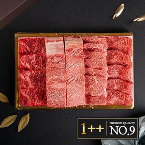 [감동 한우 선물세트][냉장][한우대가 No9] 1++(9) 프리미엄 3호 1.8kg(채끝+꽃갈비살+살치+부채or갈비살)