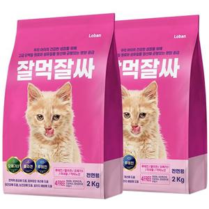 로반 잘먹잘싸 피부/모질 고양이사료 황금알 2kg 2개