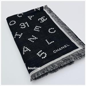 샤넬 CC로고 리버서블 25C 머플러 울 실크 블랙 그레이 AAA758