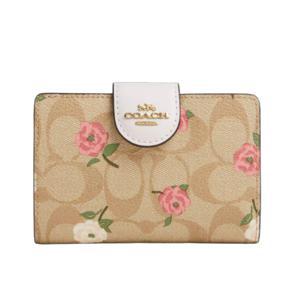 [해외직구] 코치 여성 미디엄 코너집 반지갑 CR968 라이트카키초크멀티 플라워 당일출고