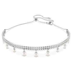 Ariana Grande x Swarovski 초커 네크리스, 크리스털 펄, 라운드 컷, 화이트, 로듐 플래팅